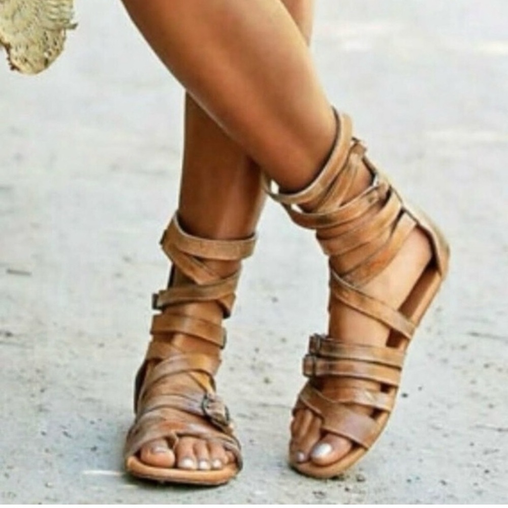 Bed Stu Brown Distressed Strappy Gladiator Sandals
